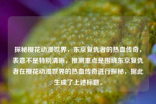 探秘樱花动漫世界,东京复仇者的热血传奇,表意不是特别清晰,推测重点是围绕东京复仇者在樱花动漫世界的热血传奇进行探秘,据此生成了上述标题。