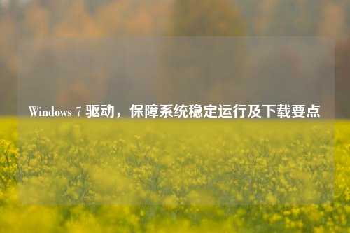 Windows 7 驱动,保障系统稳定运行及下载要点